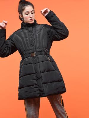 faux fur belt detail parka jacket - 15801941 - Standard Image - 2