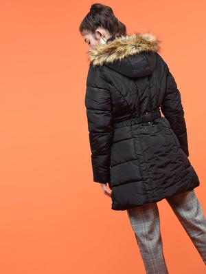faux fur belt detail parka jacket - 15801941 - Standard Image - 3