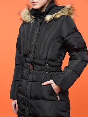 faux fur belt detail parka jacket - 15801941 - Standard Image - 5