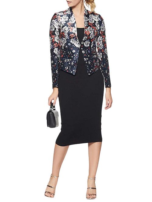 Navy floral casual blazer - 15802272 - Very Small Image - 1