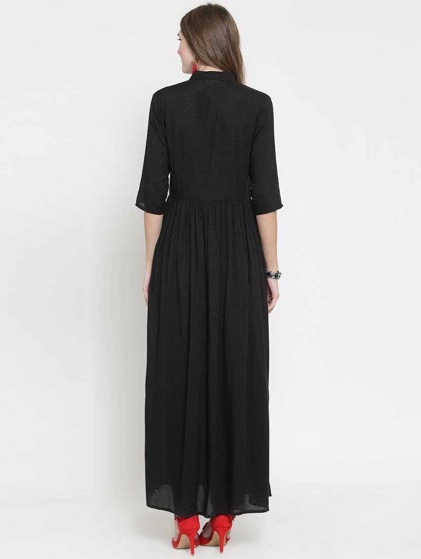 solid flared kurta - 15802808 - Zoom Image - 3