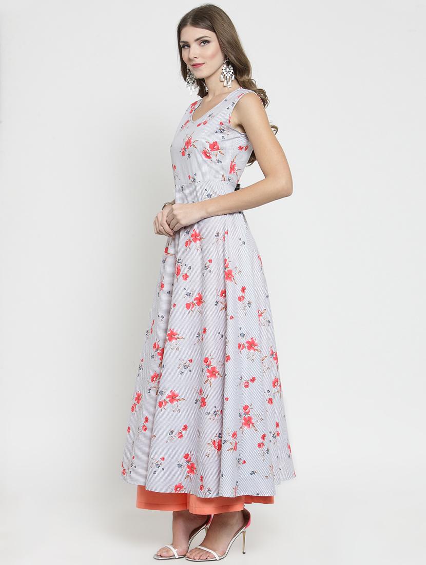floral printed flared kurta - 15802811 - Zoom Image - 2