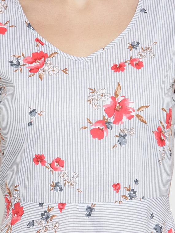 floral printed flared kurta - 15802811 - Zoom Image - 4