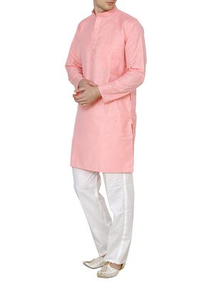 pink cotton long kurta - 15803126 - Standard Image - 2