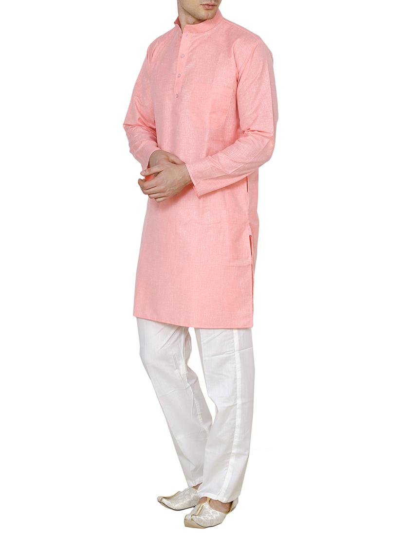 pink cotton long kurta - 15803126 - Zoom Image - 2