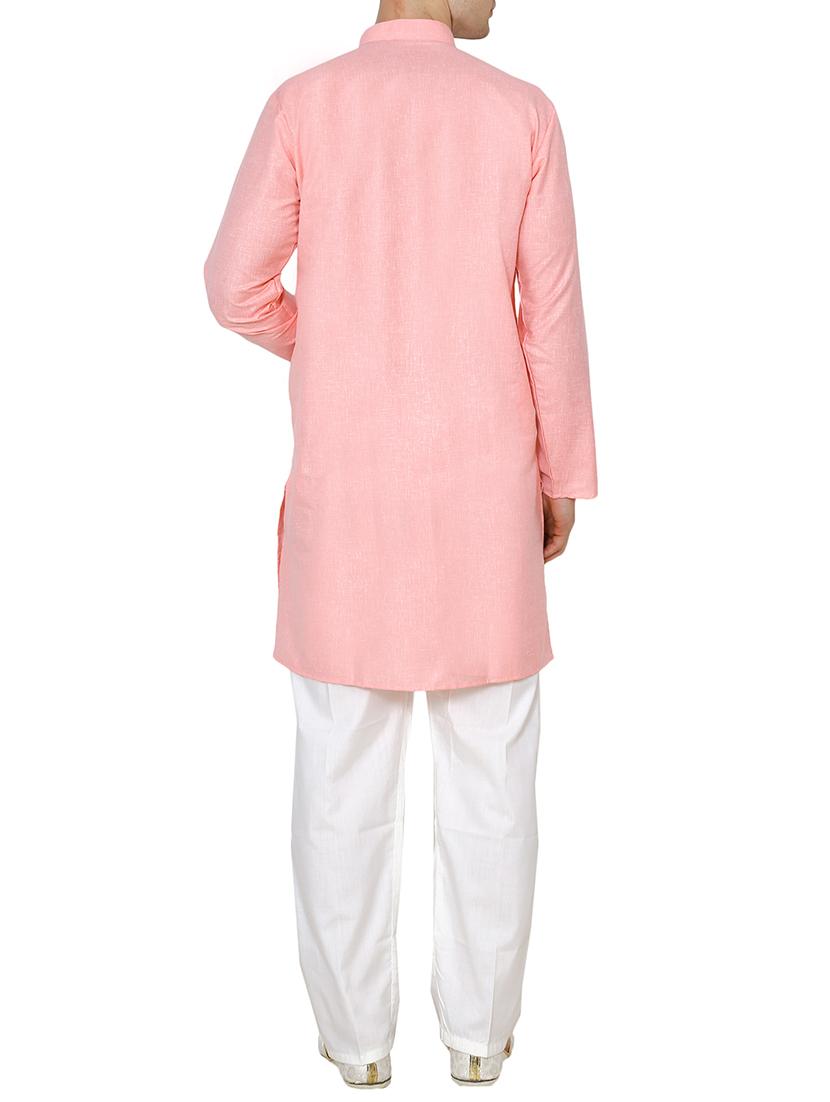 pink cotton long kurta - 15803126 - Zoom Image - 3