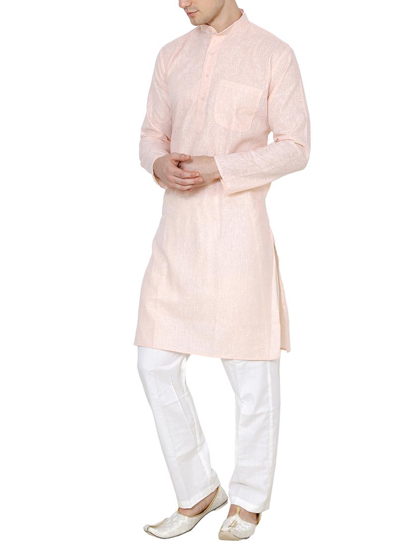 pink cotton long kurta - 15803132 - Zoom Image - 2