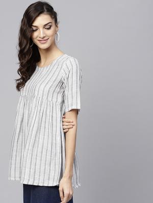 striped a-line kurti - 15803466 - Standard Image - 2