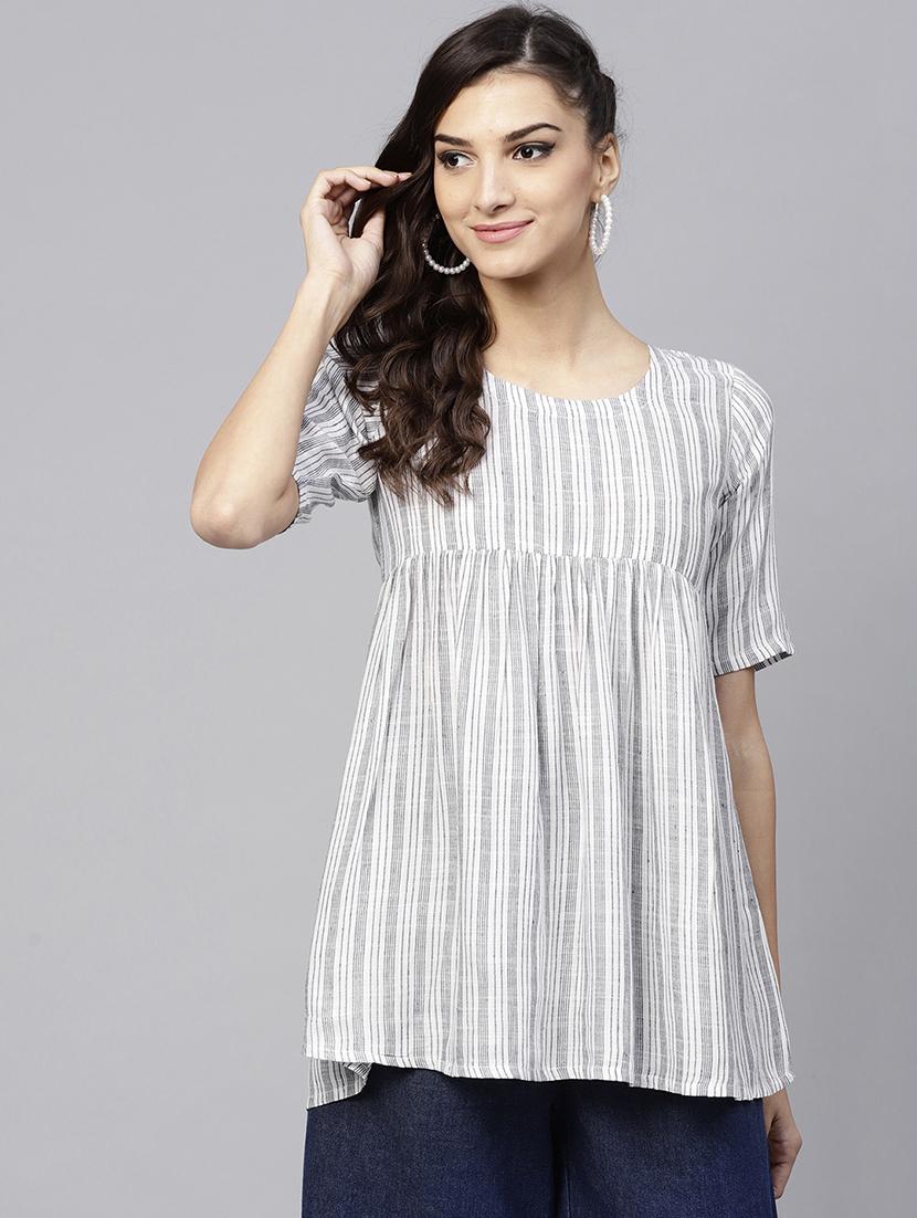 striped a-line kurti - 15803466 - Zoom Image - 1
