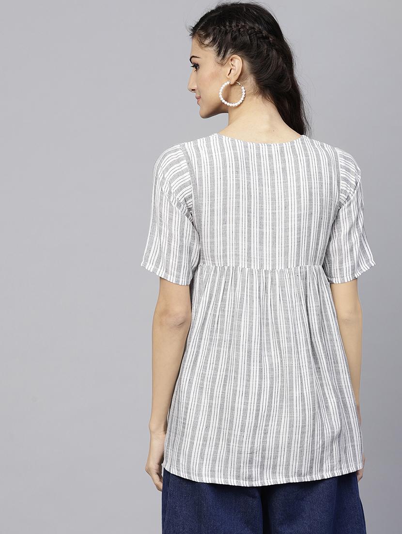 striped a-line kurti - 15803466 - Zoom Image - 3