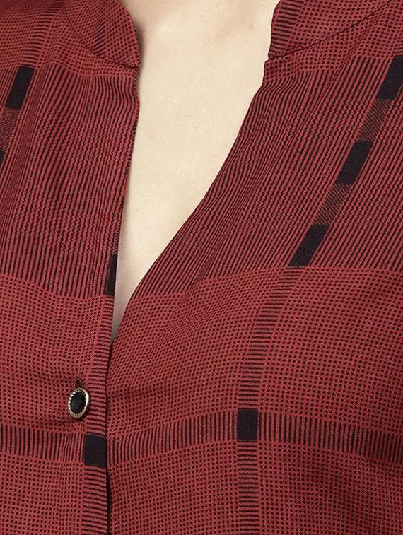 checkered printed a-line kurta - 15803476 - Zoom Image - 4
