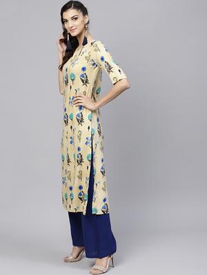 floral printed straight kurta - 15803484 - Standard Image - 2