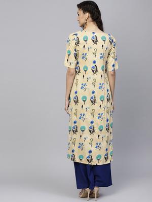 floral printed straight kurta - 15803484 - Standard Image - 3