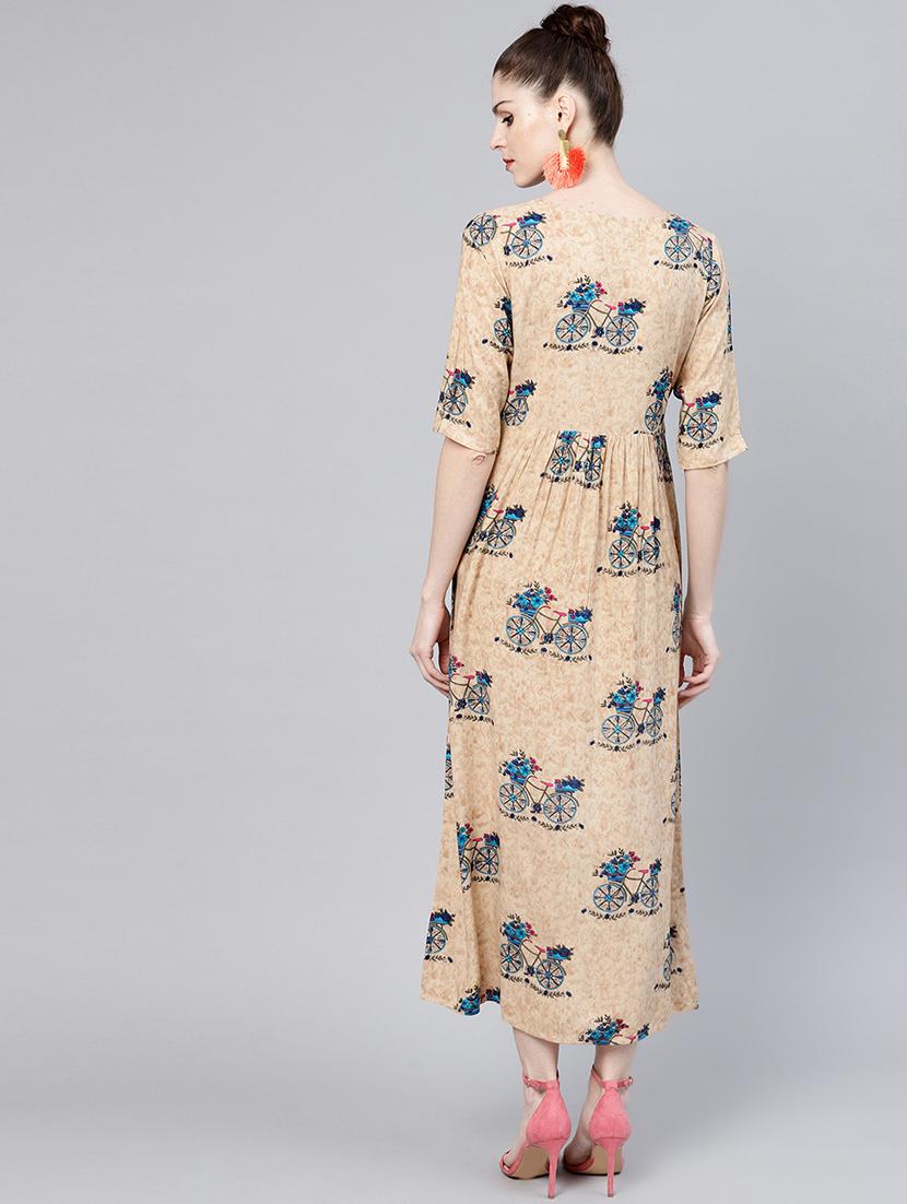 gather detail notch neck maxi dress - 15803577 - Zoom Image - 3
