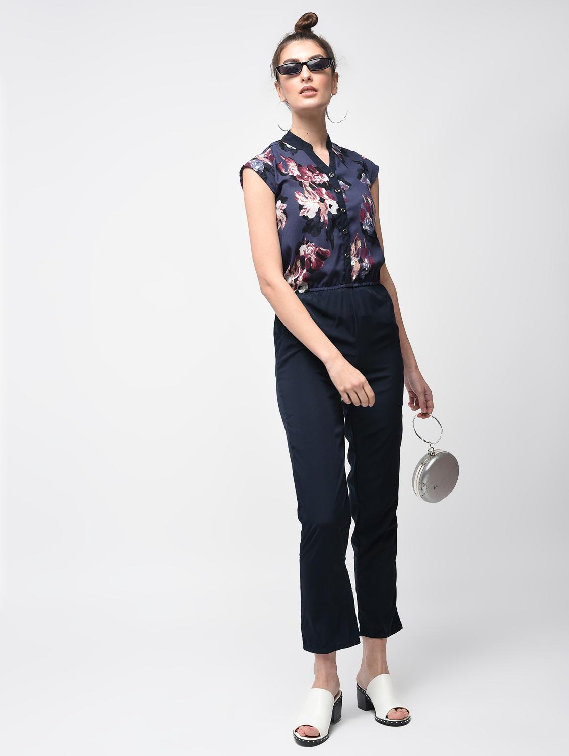 button detail floral jumpsuit - 15803783 - Zoom Image - 2