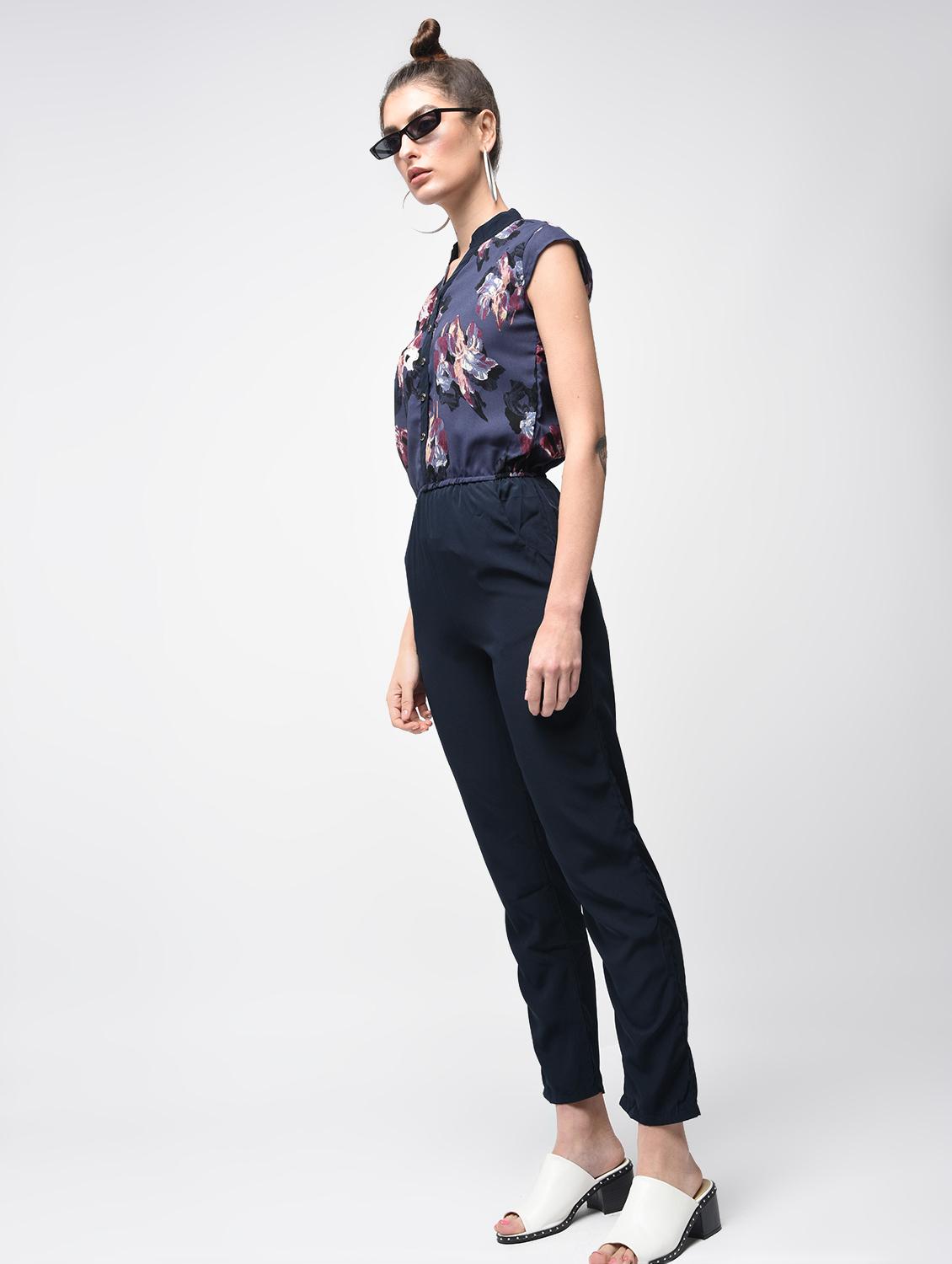 button detail floral jumpsuit - 15803783 - Zoom Image - 3