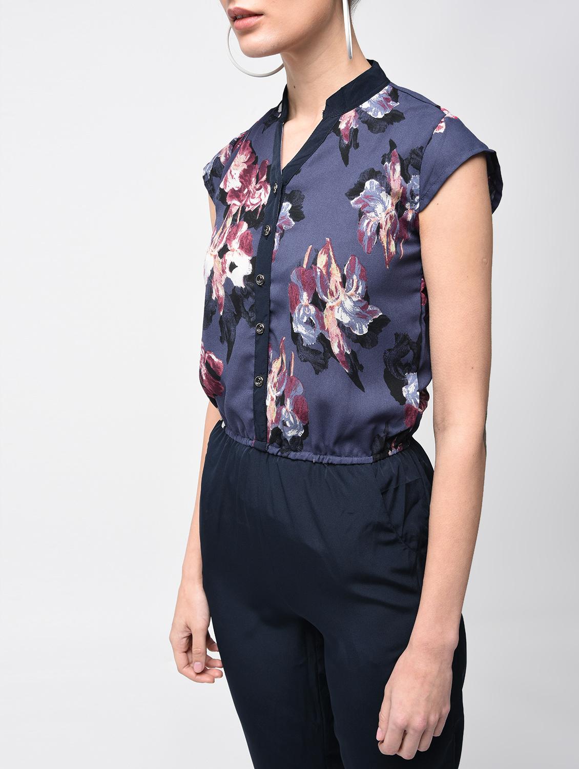button detail floral jumpsuit - 15803783 - Zoom Image - 5