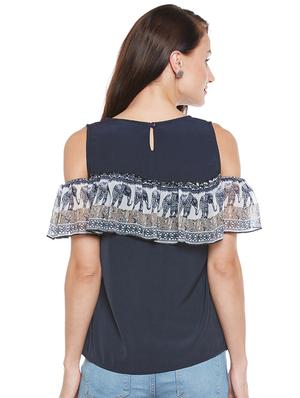 ruffled cold shoulder top - 15803798 - Standard Image - 3