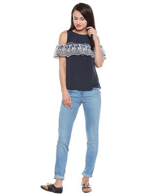 ruffled cold shoulder top - 15803798 - Standard Image - 4