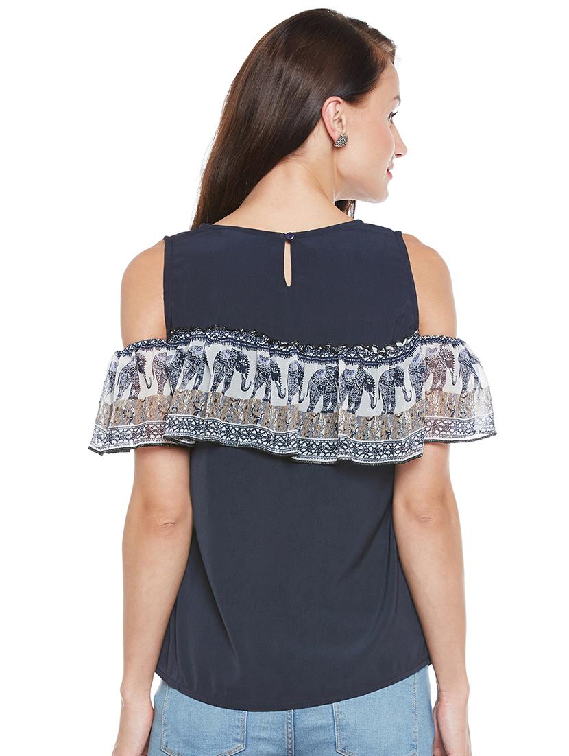 ruffled cold shoulder top - 15803798 - Zoom Image - 3