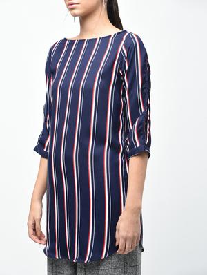 curved hem striped tunic - 15803859 - Standard Image - 5
