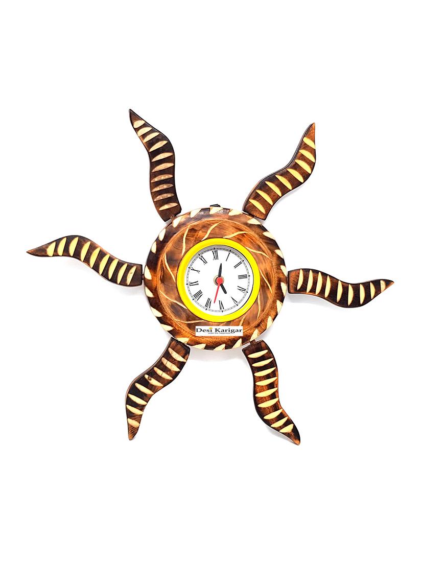 wooden antique rising sun analog wall clock - 15804359 - Zoom Image - 2