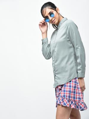 back pleat roll up sleeved shirt - 15804526 - Standard Image - 3
