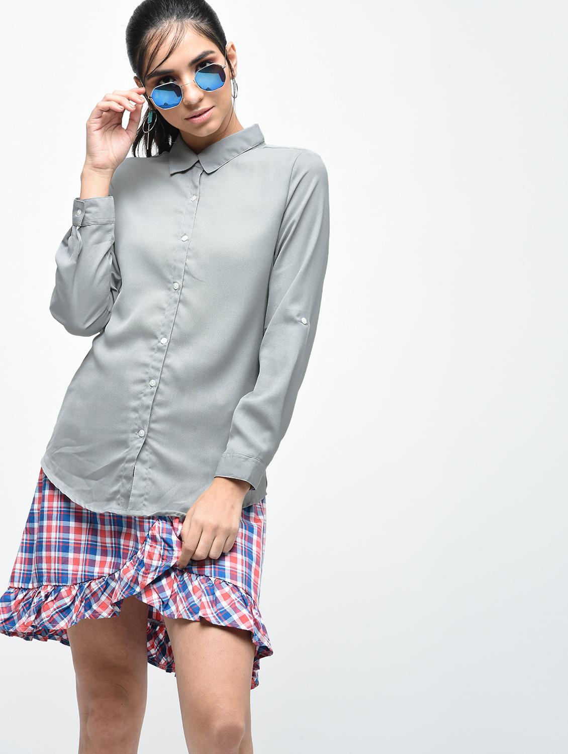 back pleat roll up sleeved shirt - 15804526 - Zoom Image - 2