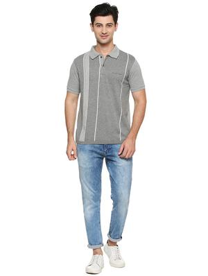 grey striped polo t-shirt - 15804776 - Standard Image - 3