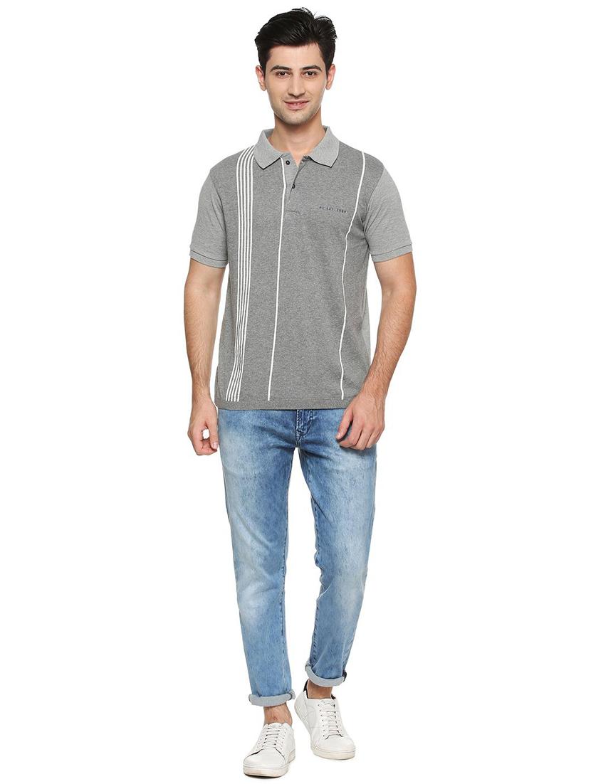 grey striped polo t-shirt - 15804776 - Zoom Image - 3