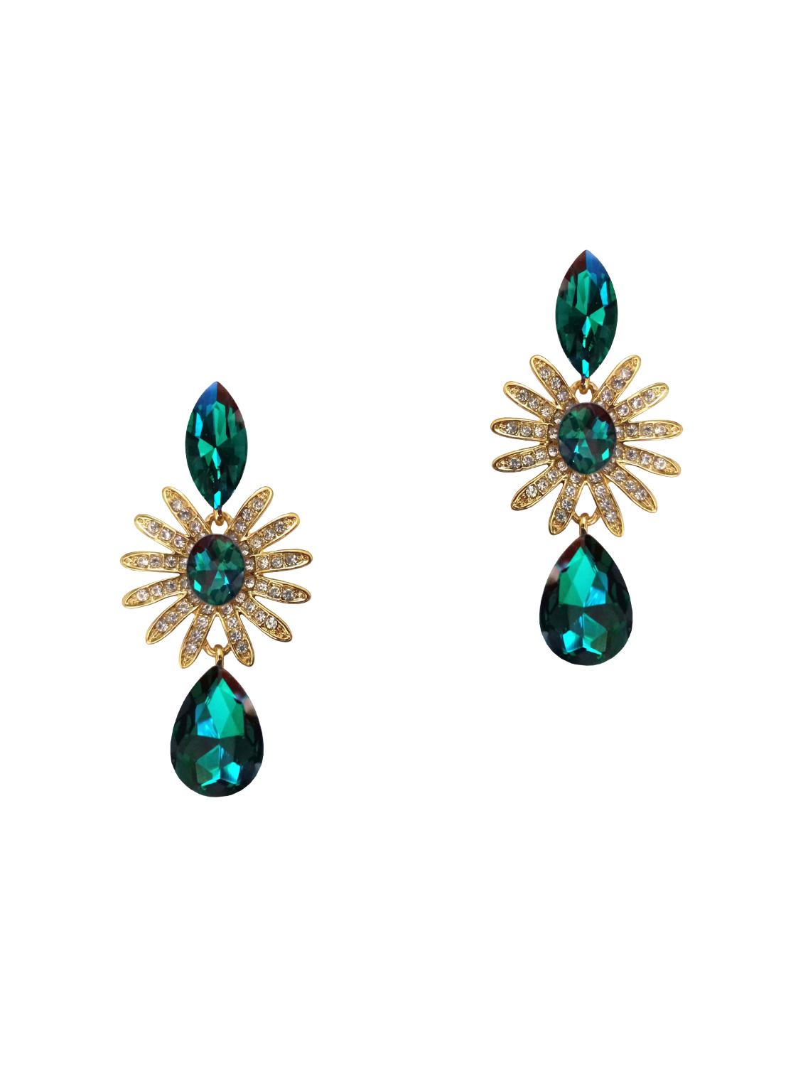 green metal drop earrings - 15805549 - Zoom Image - 1