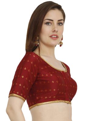 self-design brocade blouse with drawstring - 15805801 - Standard Image - 2