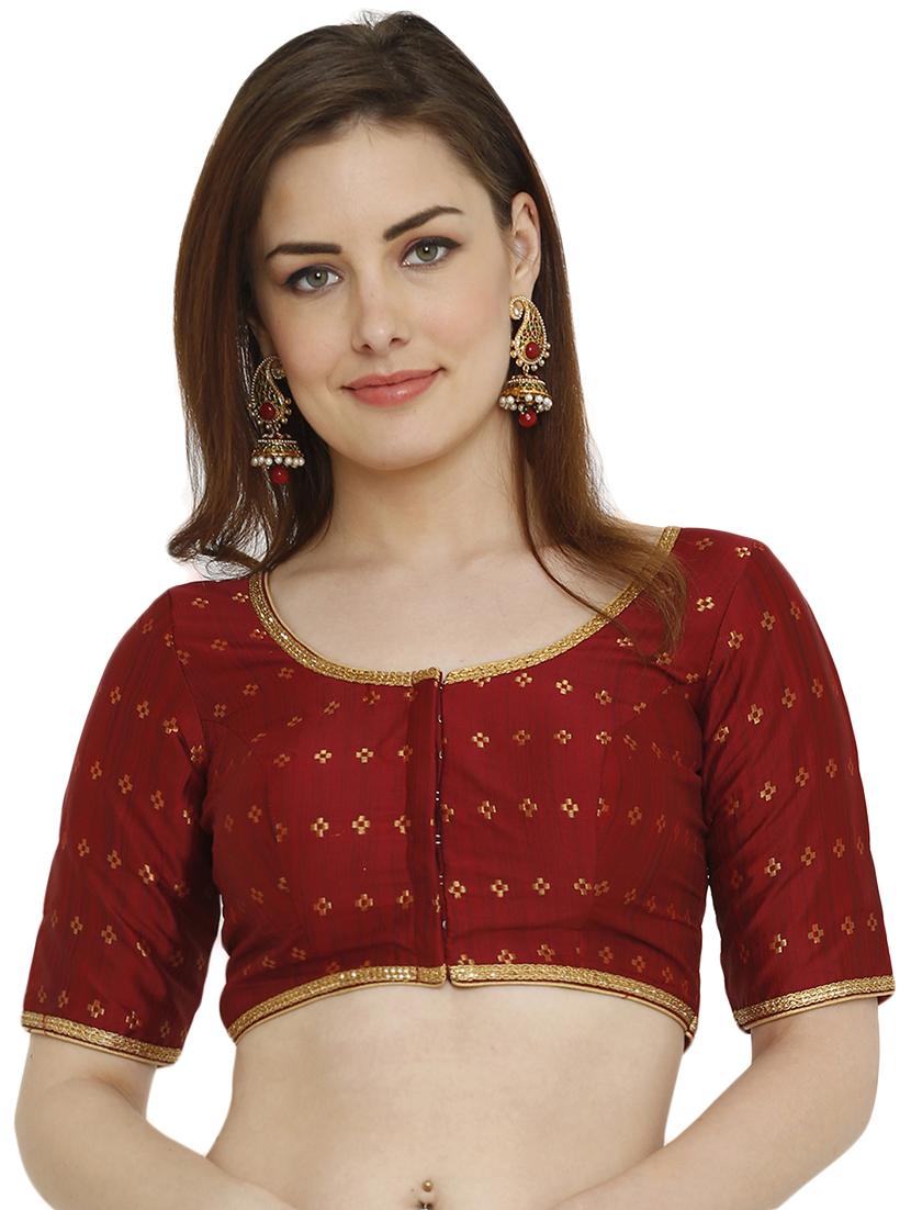 self-design brocade blouse with drawstring - 15805801 - Zoom Image - 1