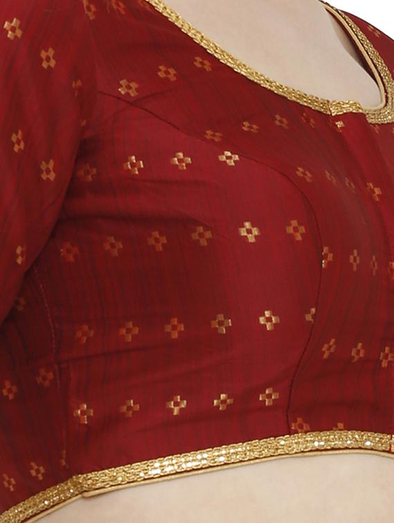 self-design brocade blouse with drawstring - 15805801 - Zoom Image - 5