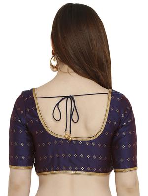 self-design brocade blouse with drawstring - 15805802 - Standard Image - 3