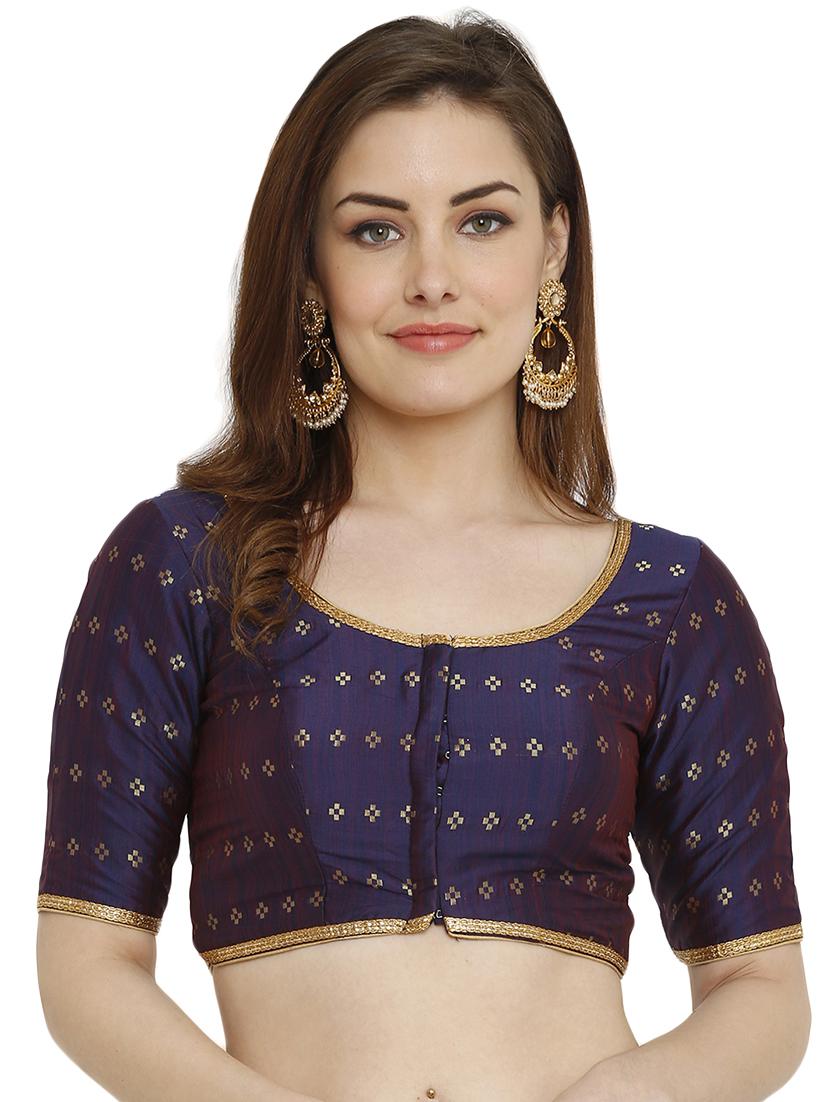 self-design brocade blouse with drawstring - 15805802 - Zoom Image - 1