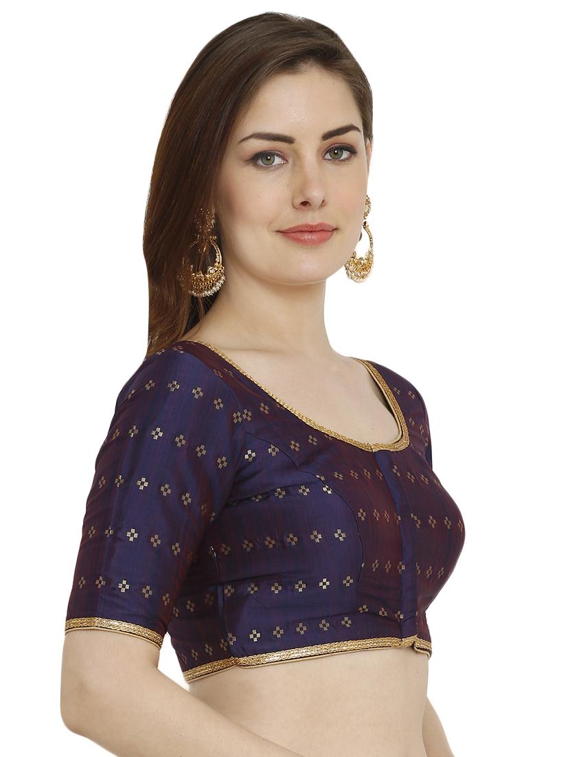 self-design brocade blouse with drawstring - 15805802 - Zoom Image - 2