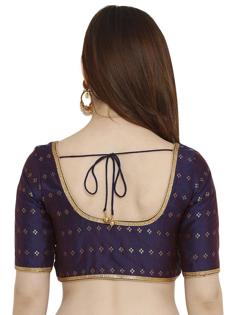 self-design brocade blouse with drawstring - 15805802 - Zoom Image - 3