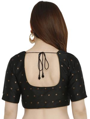 self-design brocade blouse with drawstring - 15805819 - Standard Image - 3