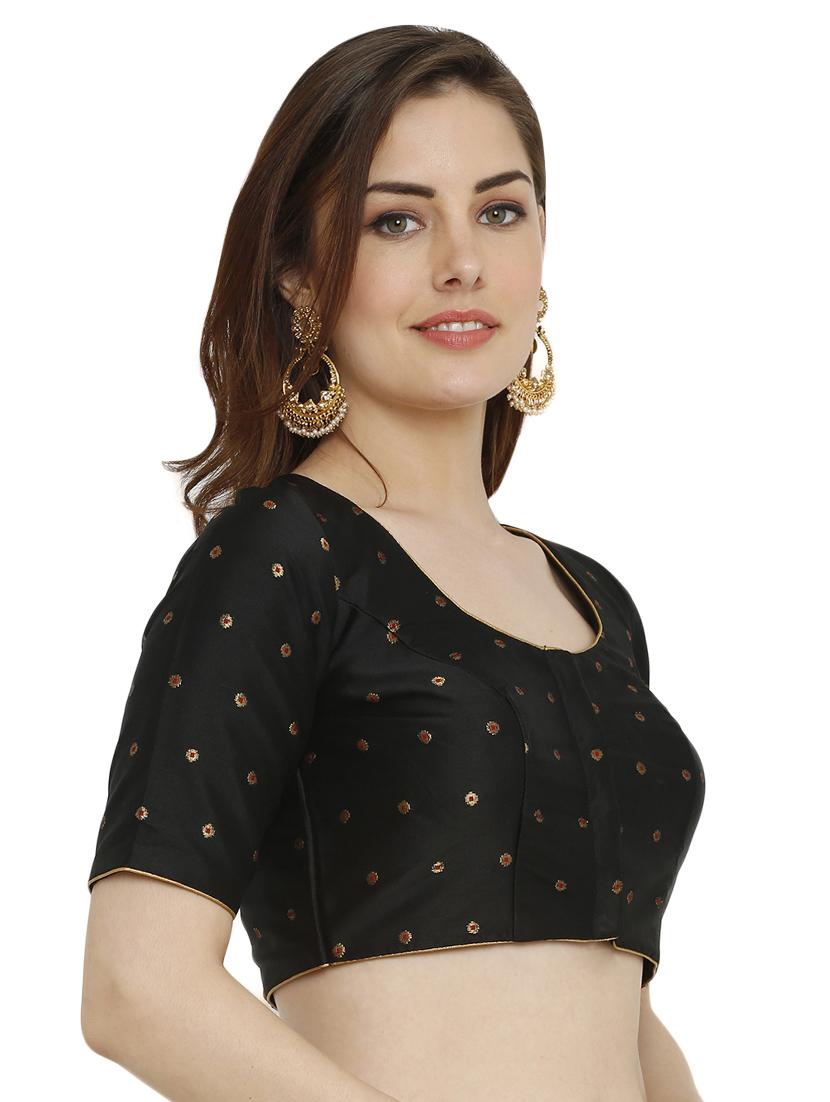 self-design brocade blouse with drawstring - 15805819 - Zoom Image - 2