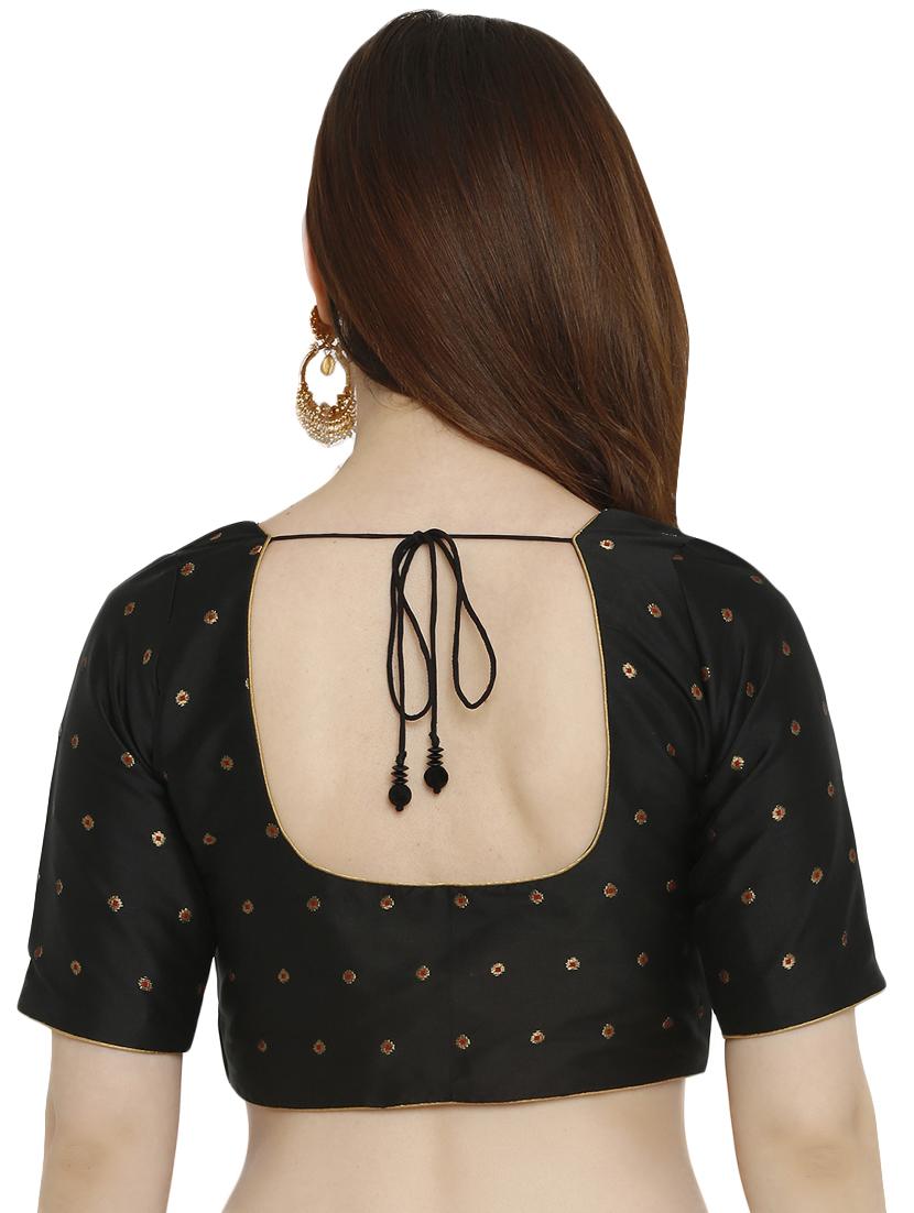 self-design brocade blouse with drawstring - 15805819 - Zoom Image - 3