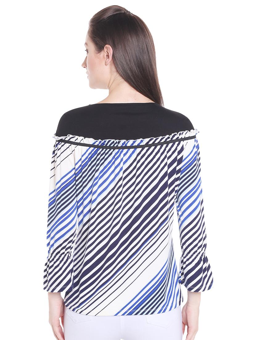 frill trim striped top - 15805851 - Zoom Image - 3