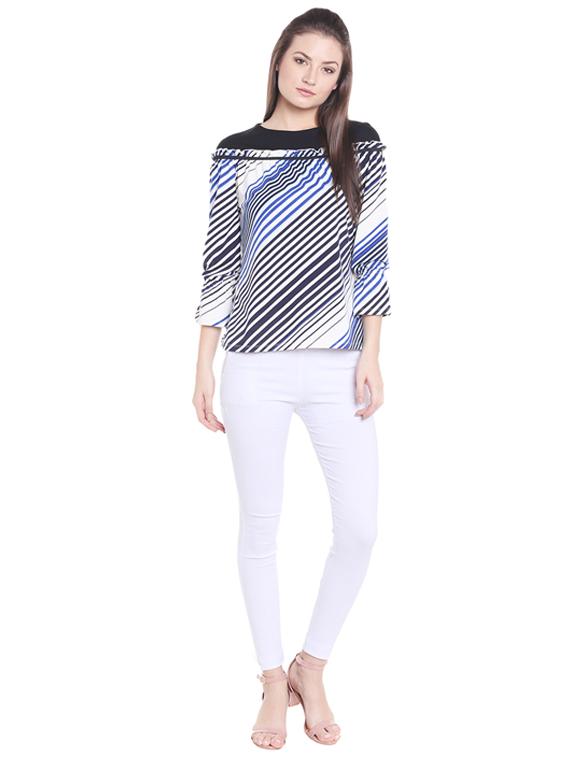 frill trim striped top - 15805851 - Zoom Image - 4