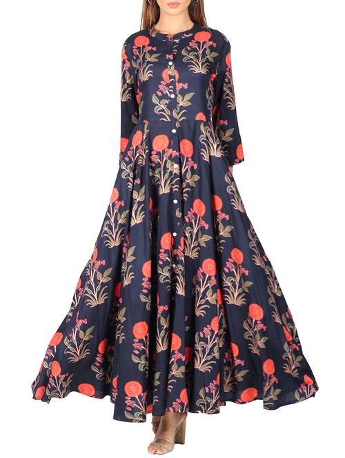 floral printed flared kurta - 15806019 - Very Small Image - 1