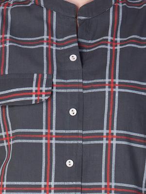 checkered straight kurti - 15806175 - Standard Image - 4