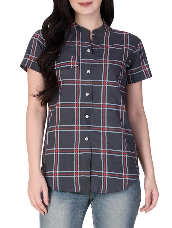 checkered straight kurti - 15806175 - Zoom Image - 1