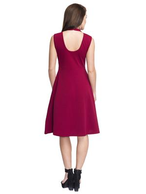 scoop back mock neck flared dress - 15806267 - Standard Image - 3
