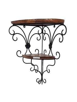 iron & wooden fancy double bracket shelf - 15806617 - Standard Image - 2