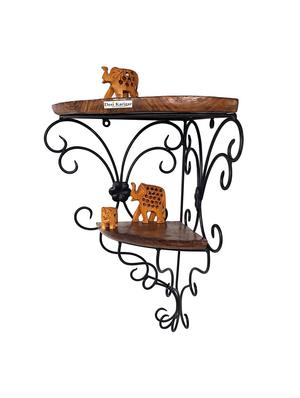 iron & wooden fancy double bracket shelf - 15806617 - Standard Image - 3