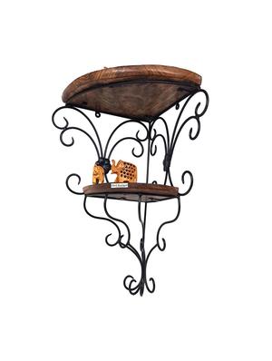 iron & wooden fancy double bracket shelf - 15806617 - Standard Image - 4